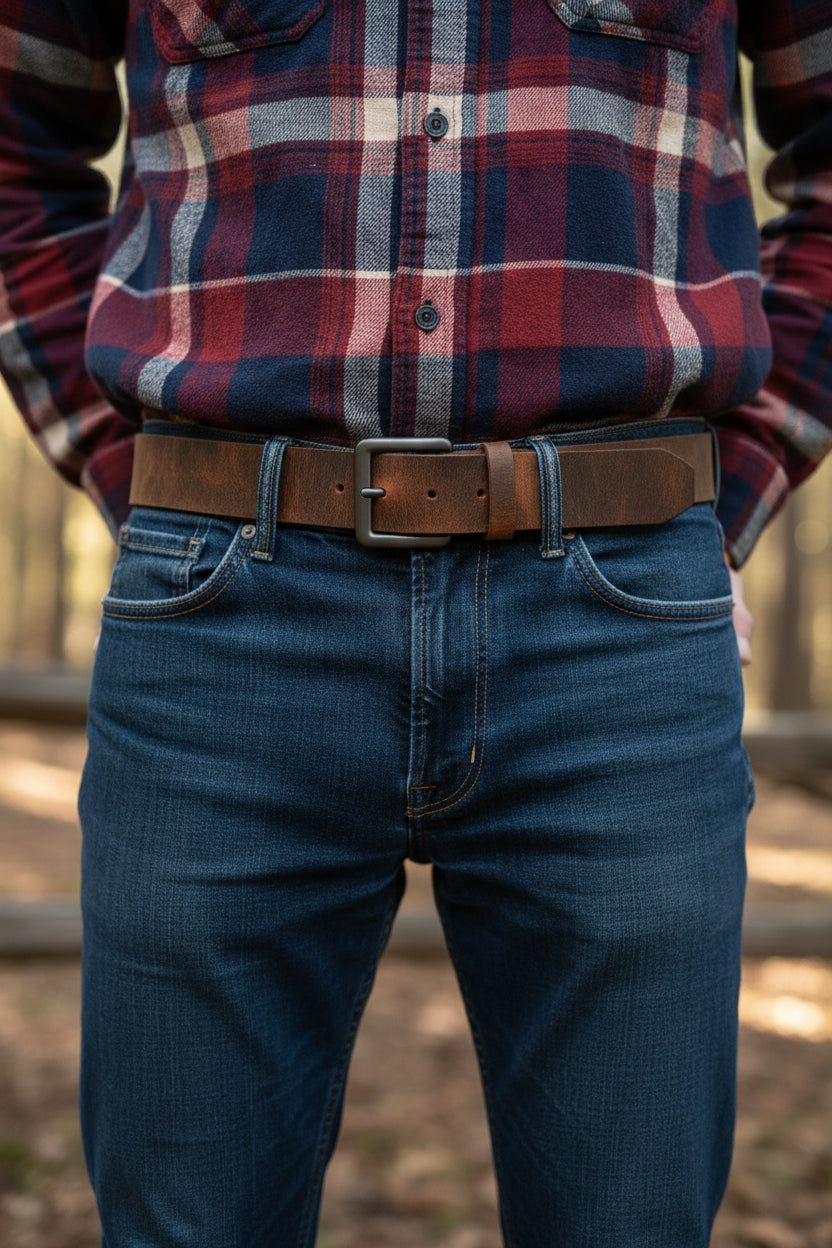 Full Grain Crazy Horse Buffalo Leather Belt