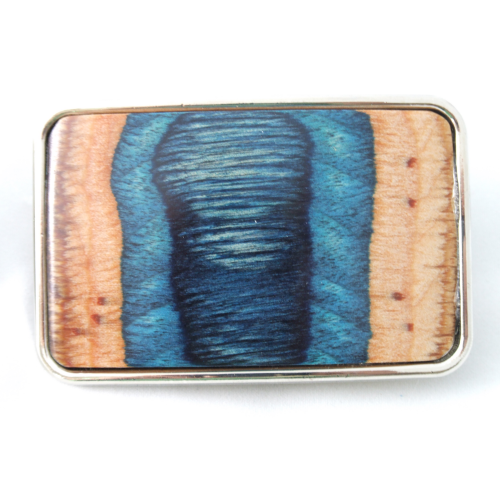 Silver Metal Finish Belt Buckle with Smooth Wood